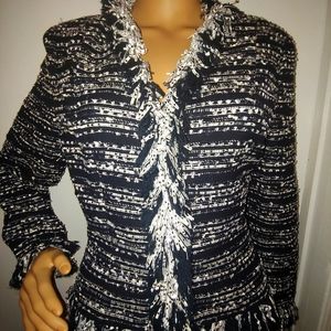 CARLISLE 10 TWEED BOUCLE FRINGE CHAIN JACKET